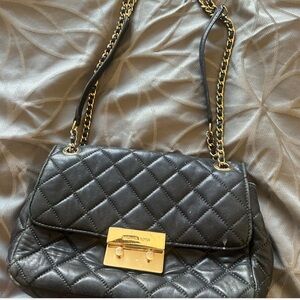 Black Quilted Leather Shoulder Bag